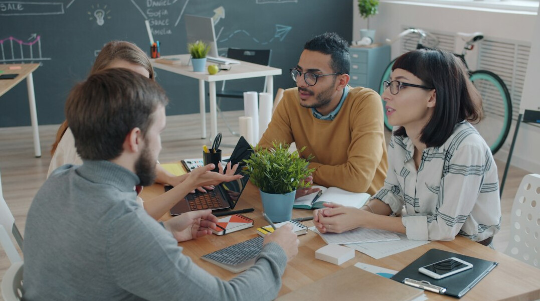 diverse people talking